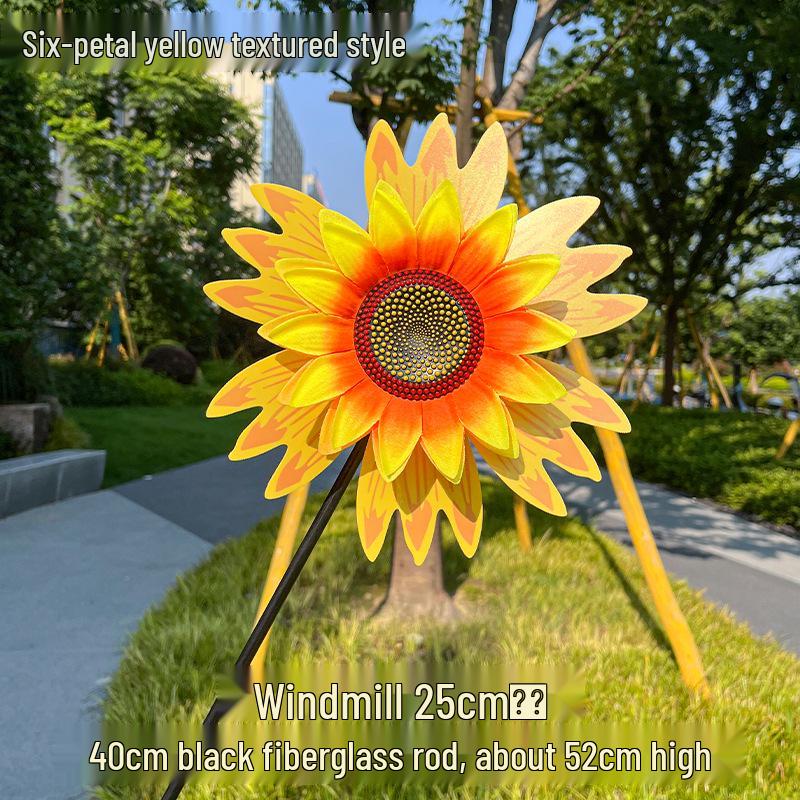 Children's Double-Layer Rotating Sunflower Pinwheel Outdoor Decoration