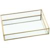 7.87*5.5*1.38 Inch Decorative Tray Gold Vintage Jewelry Tray Gold-rimmed Glass Storage Tray  Office