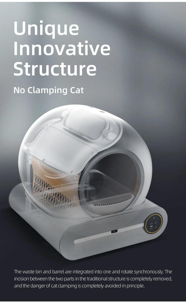 Tonepie Automatic Smart Cat Trash Can Self-Cleaning Arenero Gato Gato 65L Intelligent App Control Pet Cat Toilet Mat Tray Ion Deodorant