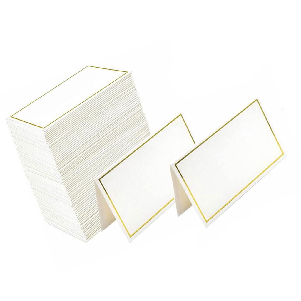 Pack of 50PCS Elegant Gold Bordered Blank Place Cards Name Cards for Weddings Banquets Dinners Parties and Festivals