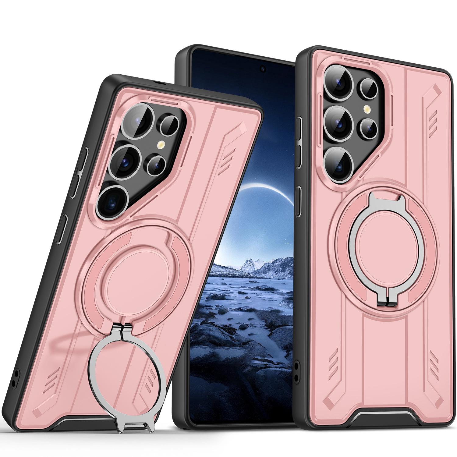 

Samsung Ultra Series Protective Phone Case with Rotating Stand: Fits S26Ultra, S25Ultra, S24Ultra; Drop-Proof Design. A56 розовый