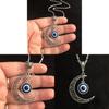Moonflower Turkish Eye Necklace With Alloy Pendant And Cross Chain For Fashionable Women