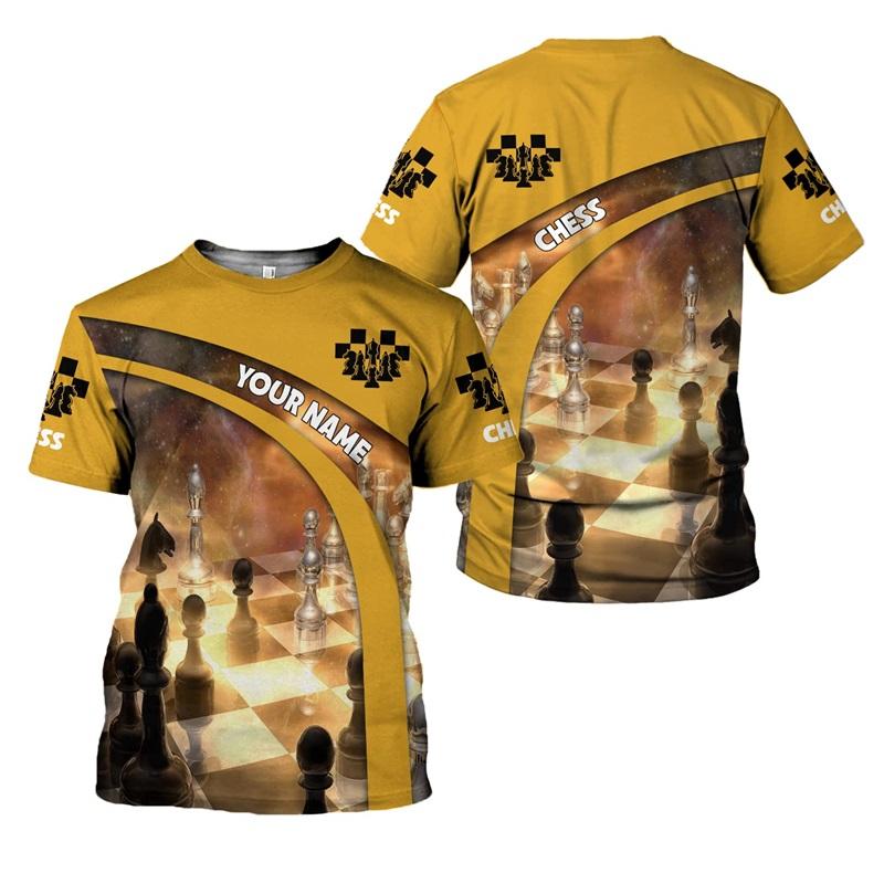 

Летняя футболка с круглым вырезом и 3D-принтом с шахматным узором, модная повседневная мужская футболка с короткими рукавами XL