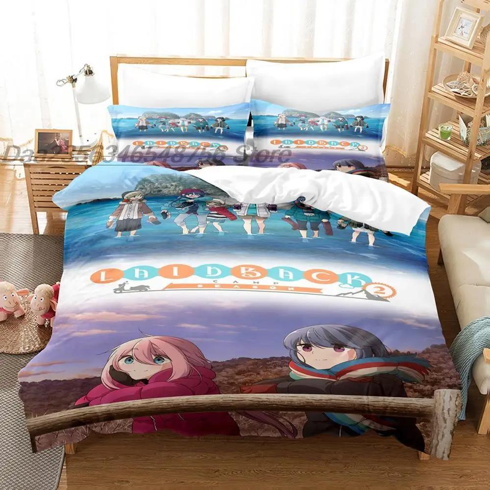 Fashion 3d Printing Anime Laid-Back Camp Bedding Set Single Twin Full Queen King Size Bed Set Adult Kid Bedroom Duvet cover Sets