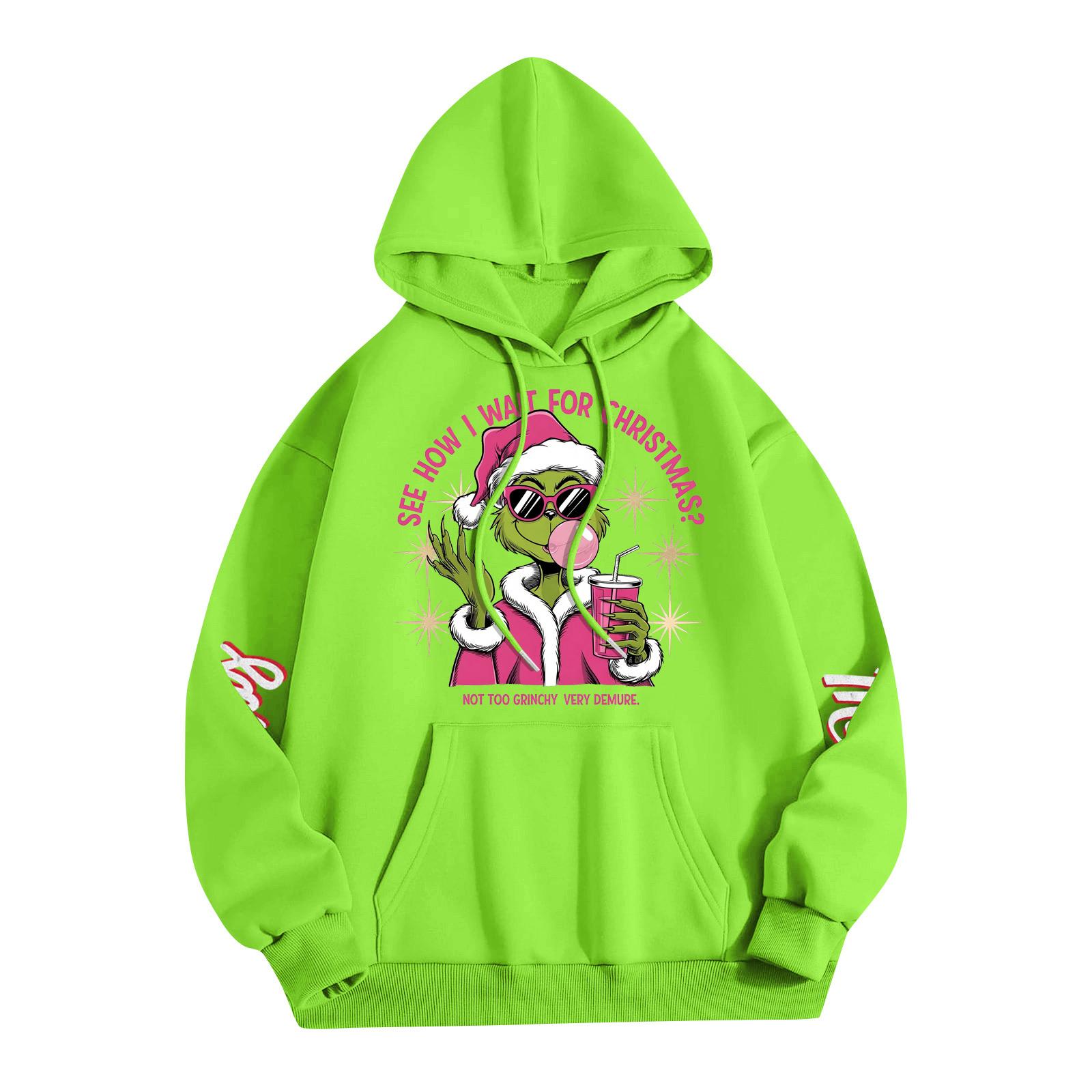 

Детская повседневная модная толстовка с капюшоном на шнурке с рождественским принтом и длинными рукавами 160