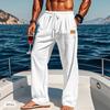 Pantaloni Larghi Casual da Uomo in Lino con Coulisse e Tasche