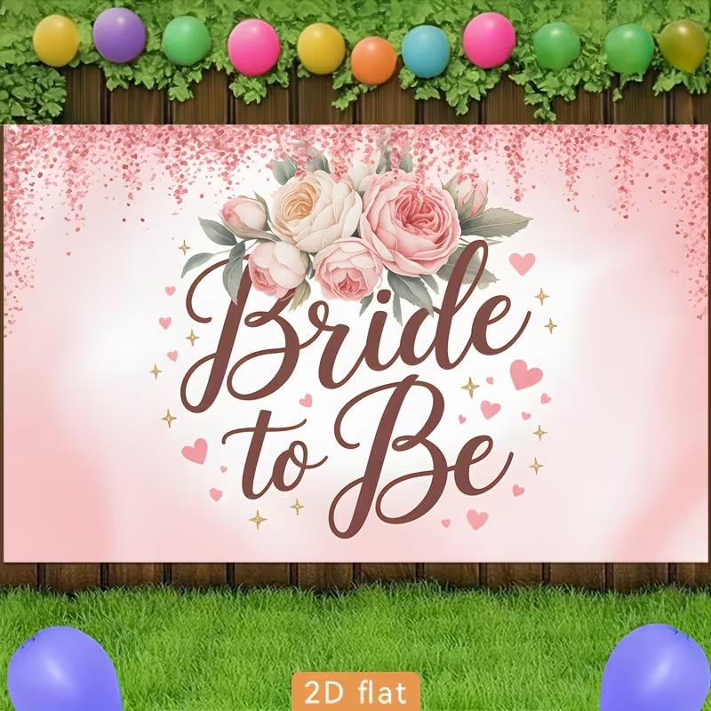 

2D Bachelorette Photography Background, Pink Floral & Heart Decor 47.2x31.5inch/120*80cm