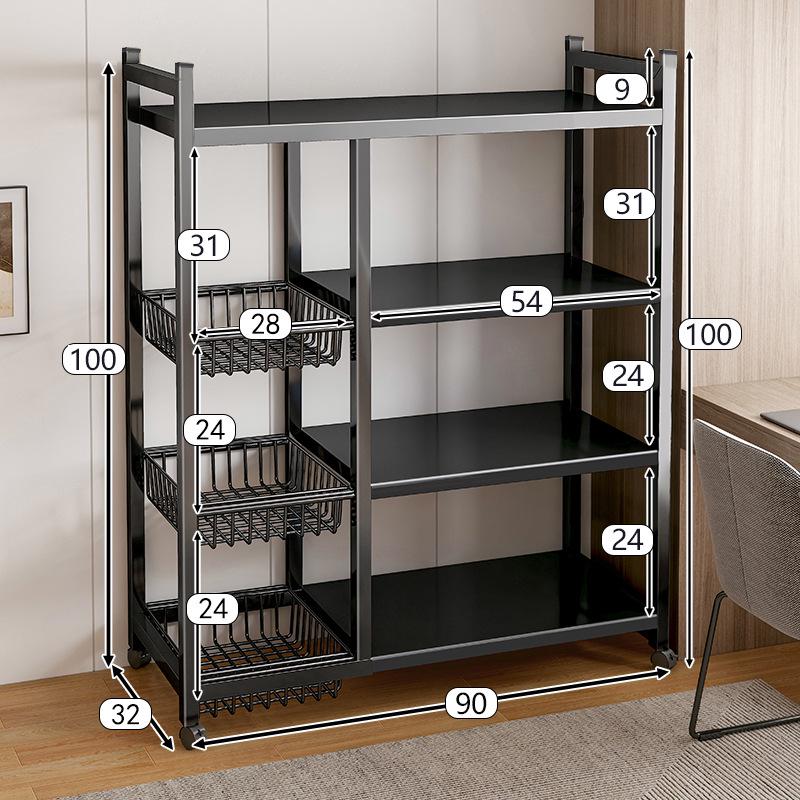 Multi-layer Movable Kitchen and Bathroom Storage Trolley and Vegetable Basket