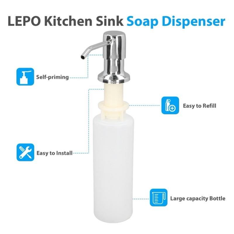 300ml Sink Soap Dispenser Lotion Pump Dispenser 304 Stainless Steel Lotion Dispenser For Kitchen Chromeplate