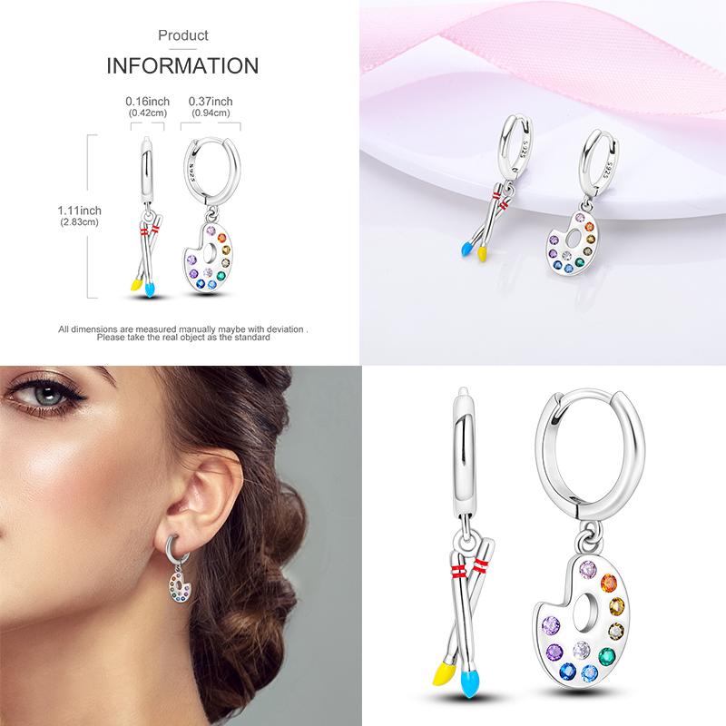 925 Silver Hoop Earring Moon Sun Earring Pendent Zircon Heart Shape Star Eardrop For Women Girl Making Jewelry