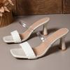 Fashion Sandals Summer New Temperament Square Toe Open Toe Woven Strap Clear Pop Foot Non-slip Wear-resistant Stiletto Heels