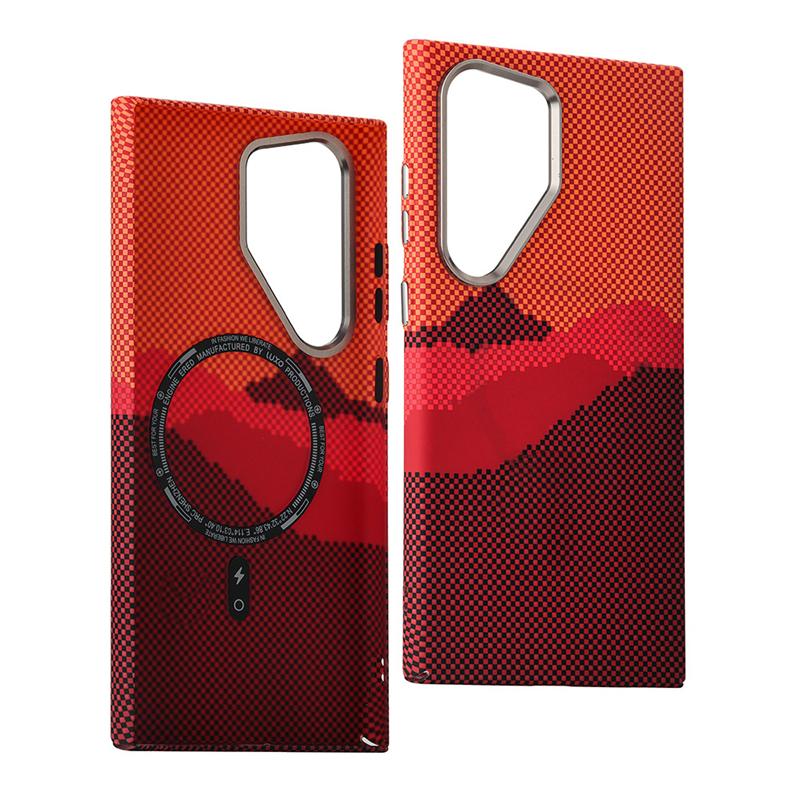 High-End Carbon Fibre Texture Magnetic Case For Samsung Galaxy S23 S24 S25 S26 Ultra Plus Anti-Scratch Shockproof PC Phone Cover