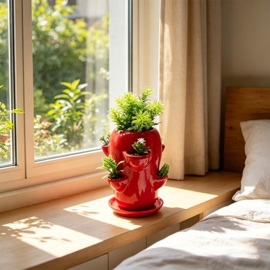 Maceta Torre Maceta de Terracota Gres Torre de Suculentas Maceta Decorativa Jardinería Vertical Maceta para Suculentas Orquídeas Fresas Exterior
