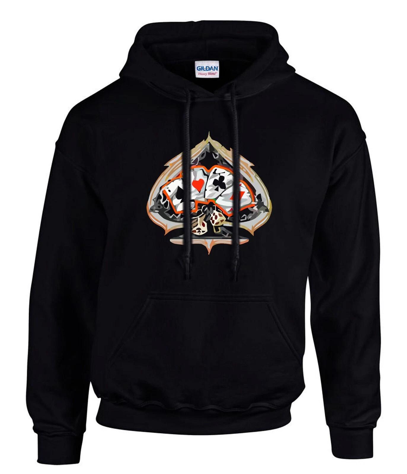 Hot Rod Poker Rockabilly Tattoo Schwarz Hoodies Kapuzenpullover -3293-SW XS