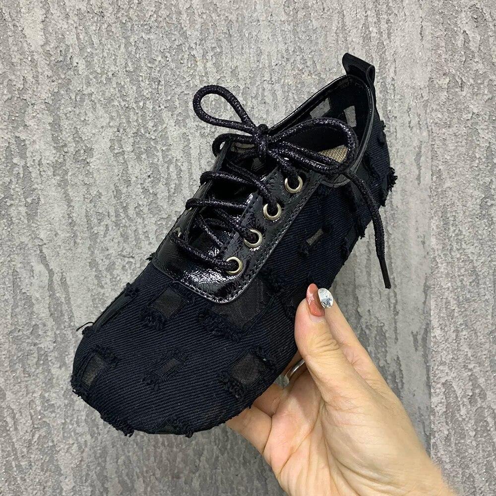 Sommer Damesko Pustende Casual Flats Sko Plus Size Snøresko Designere Sko