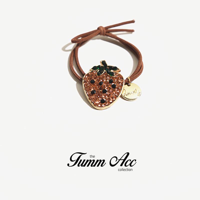 Women's Rhinestone Strawberry Elastic Hair Tie - Korean Style Bun Accessory