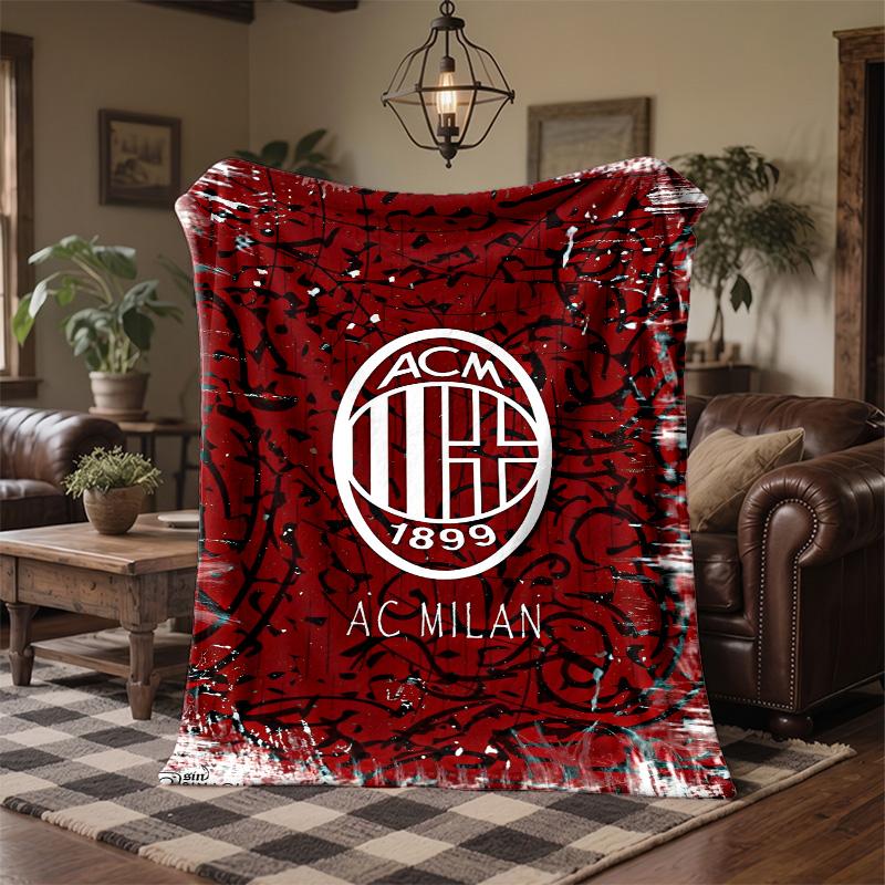 Coperta in Flanella con Stampa AC Milan Morbida Calda Coperta da Divano Letto per Casa Ufficio Camera da Letto