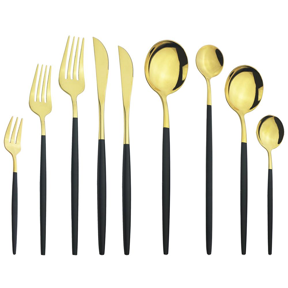 9 adet/takım altın çatal bıçak kaşık seti hizmeti 1 paslanmaz çelik yemek takımı sofra bıçağı tatlı kek meyve çatal kaşık ev sofra takımı gümüş seti