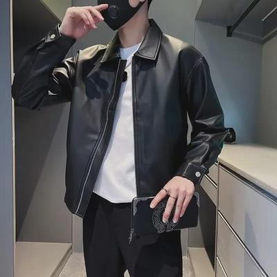 Veste de moto tendance en cuir pour homme 2023 - Style revers automne/hiver