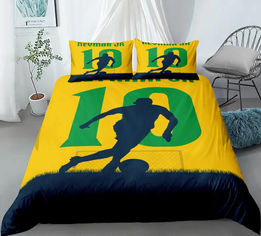 Soccer Player Twin Duvet Cover,Soccer Professional Player Kick Ball Championship Polyester Bedding Set Queen/Full/King/Twin Size