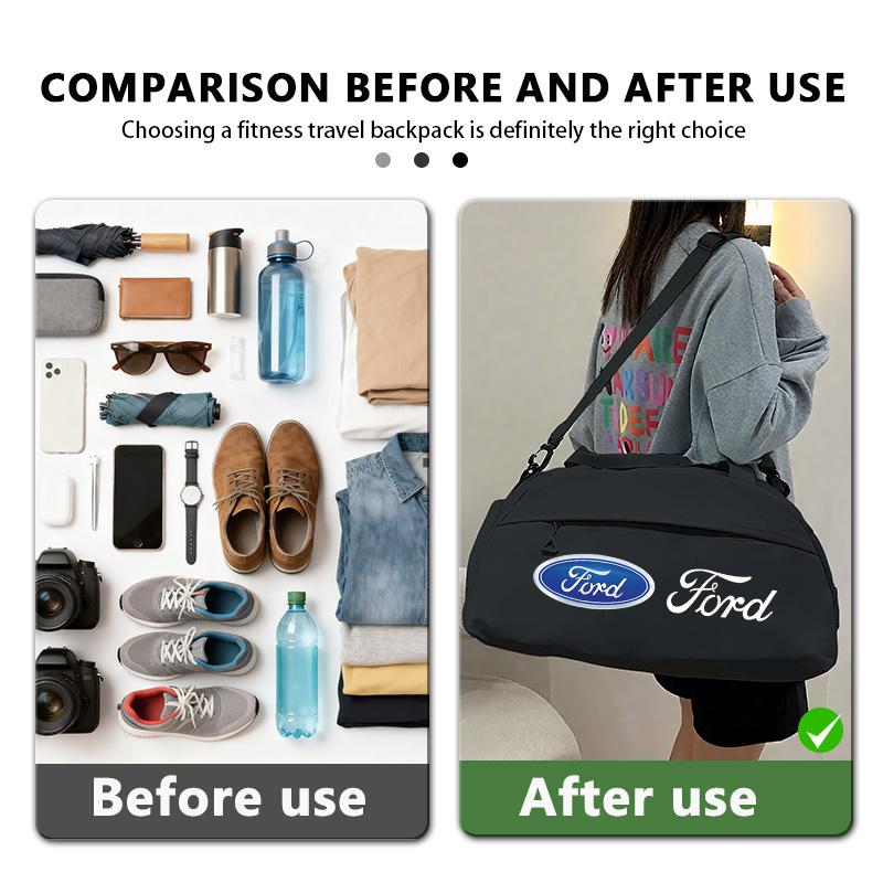 AKQI Car Logo Travel Portable Large Capacity Luggage Storage Bag For Ford Escape Ecosport Fusion Explorer Expedition Taurus