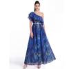 Summer Bohemain Gorgeous Flower Beach Dress Women's Off Shoulder Beading Ruffles Sleeve Floral Print Holdiay Chiffon Dress