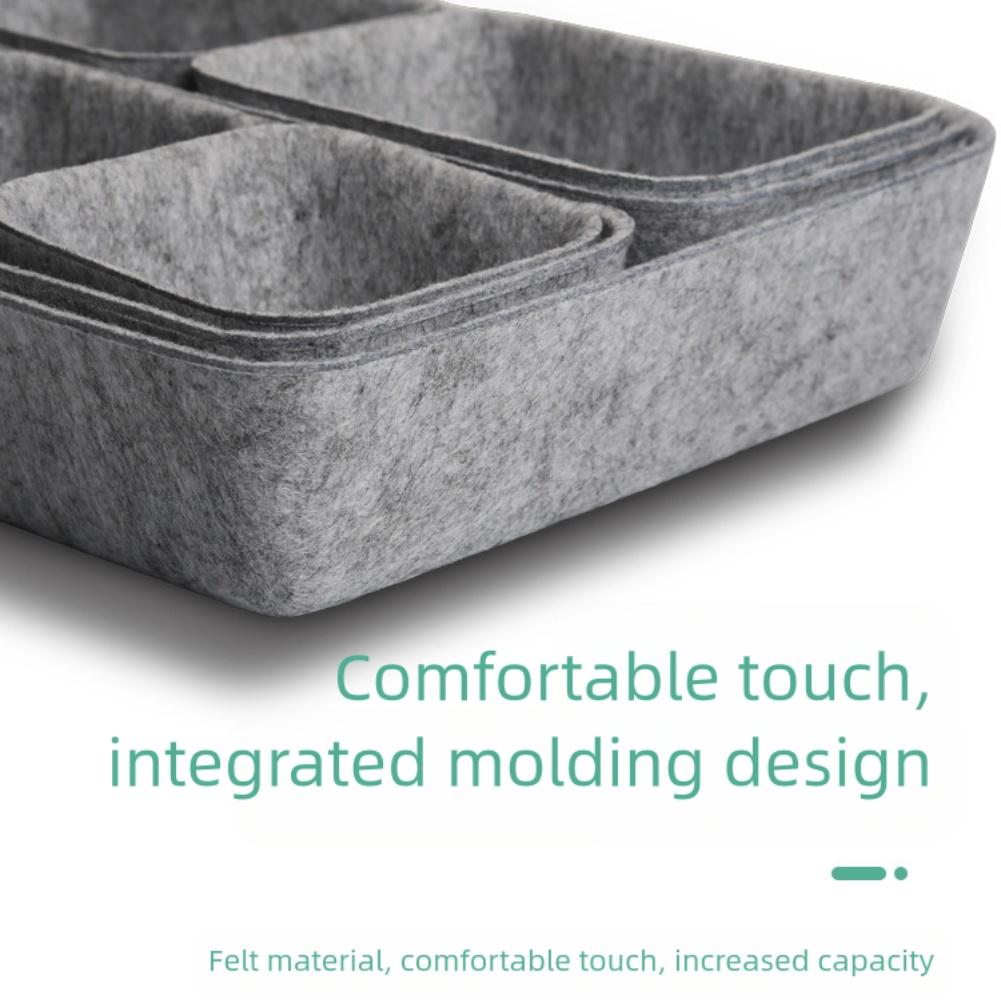 8pcs/set Felt Storage Box Desk Organisers For Cosmetics Multifunctional Jewelry Cosmetic Drawer Closet Organizer Basket Set