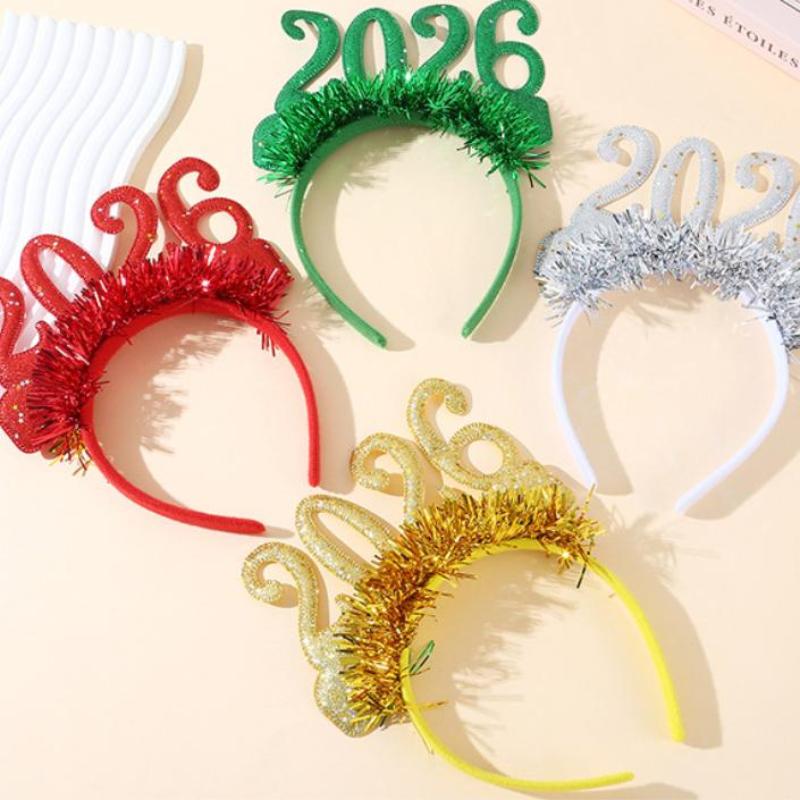 2027 Happy New Year Headband Christmas Numbers Headbands Glitter Sequins Hair Hoop Eve Party Hair Bands Party Props