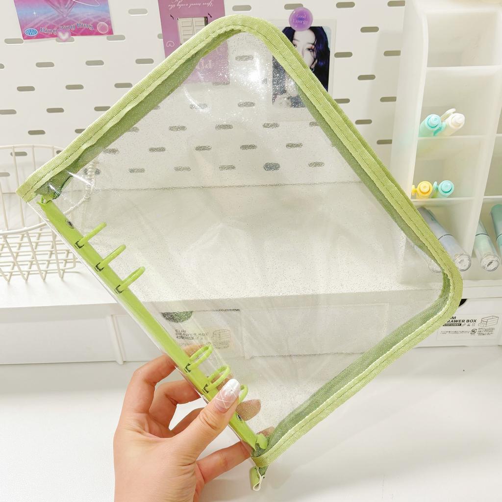 A5 Cute Ins Sparkling Blingbling Binder Pocards Transparent Zipper Po Album Card Holder Book Girl Hand Account Book Cover