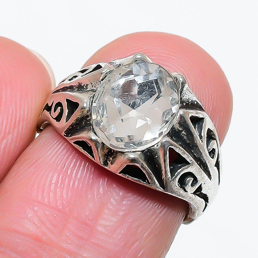 Natural White Topaz Gemstone 925 Sterling Silver Jewelry Ring Size 6 AR-18418