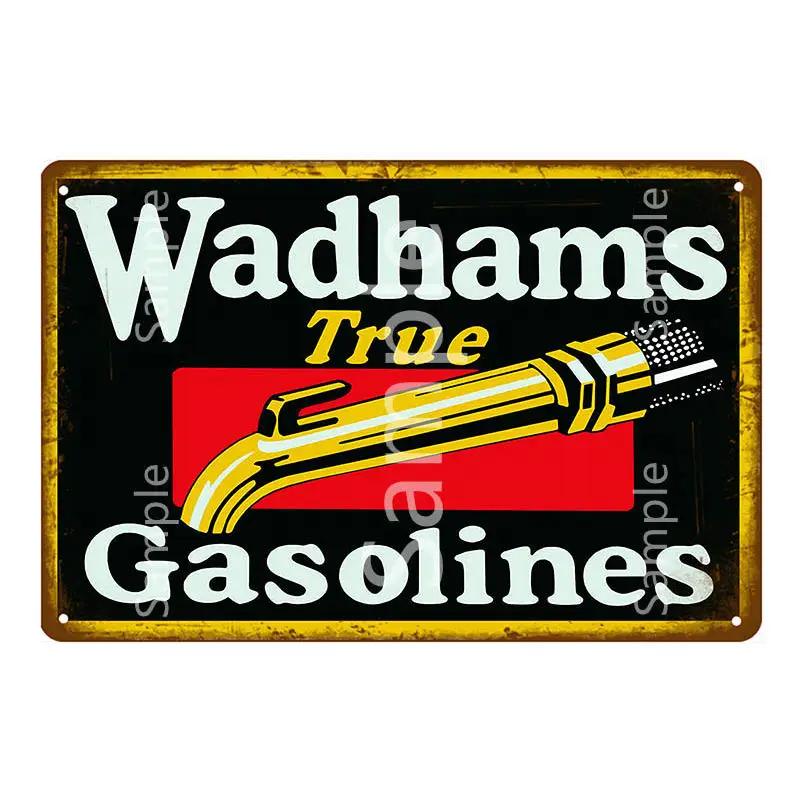 Vintage Gulf ESSO Mobil Racing Metal Tin Sign Wadhams Gasolines Motor Oil Garage Service Wall Decor Art Poster Wall Plaque YL055