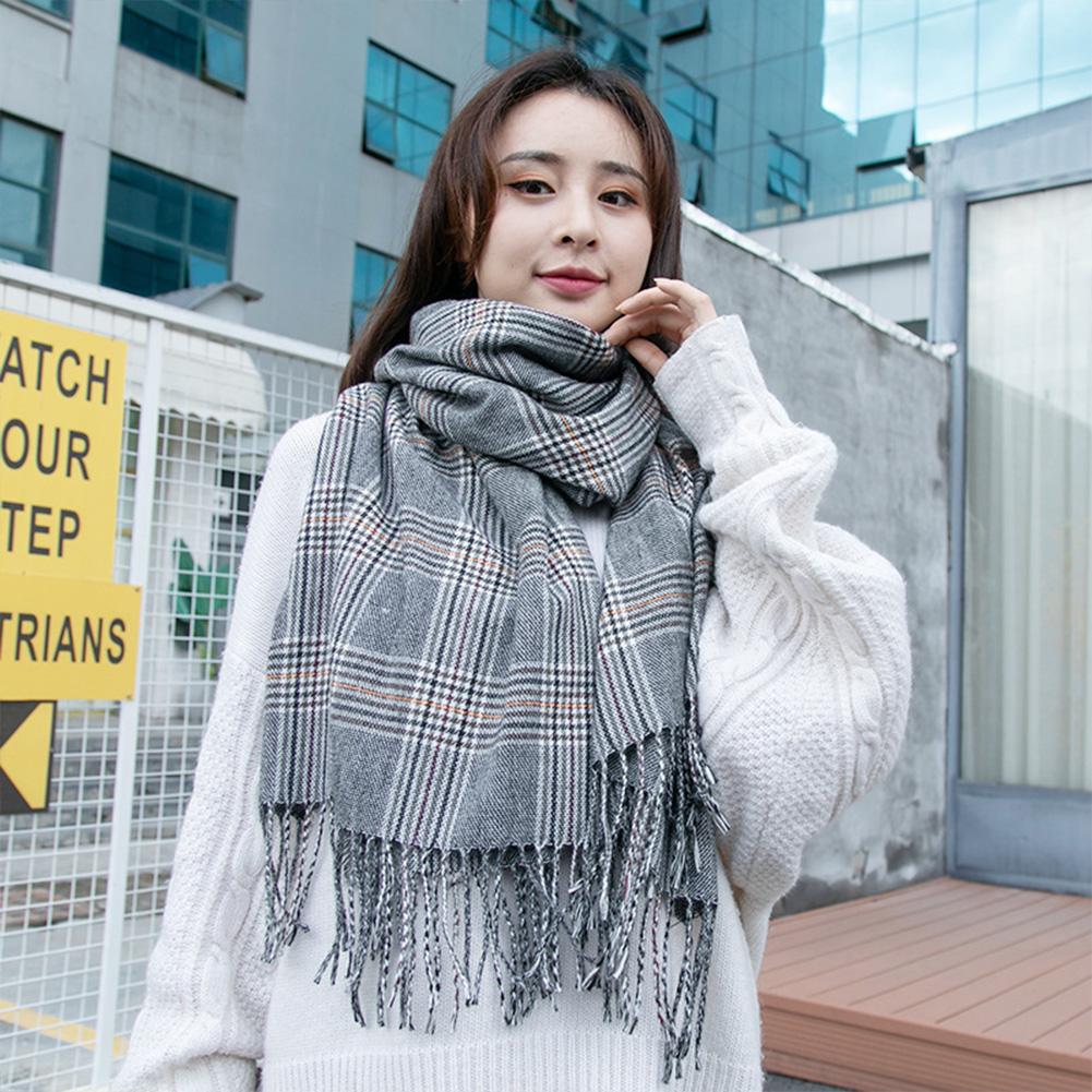 Autumn Winter Warm Scarf Fashion British Style Plaid Tassel Imitation Cashmere Shawl Cape