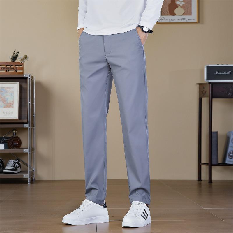 Men's new trousers straight business gentleman casual pants daily versatile men's anti-wrinkle drape blue pants men