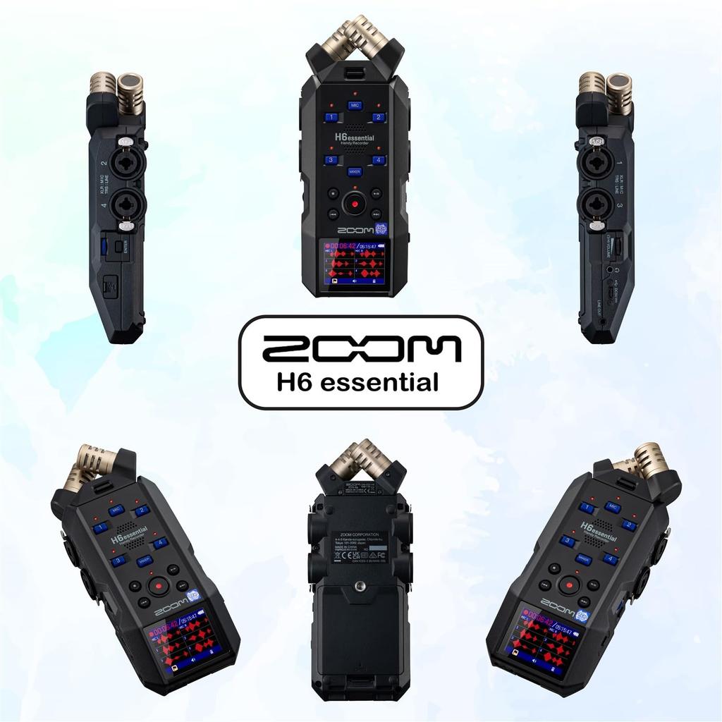 Zoom H6 Essential Handheld Recorder Bundle 32GB MicroSD Card XLR Cables Batteries Charger Accessories Photo4Less Cloth