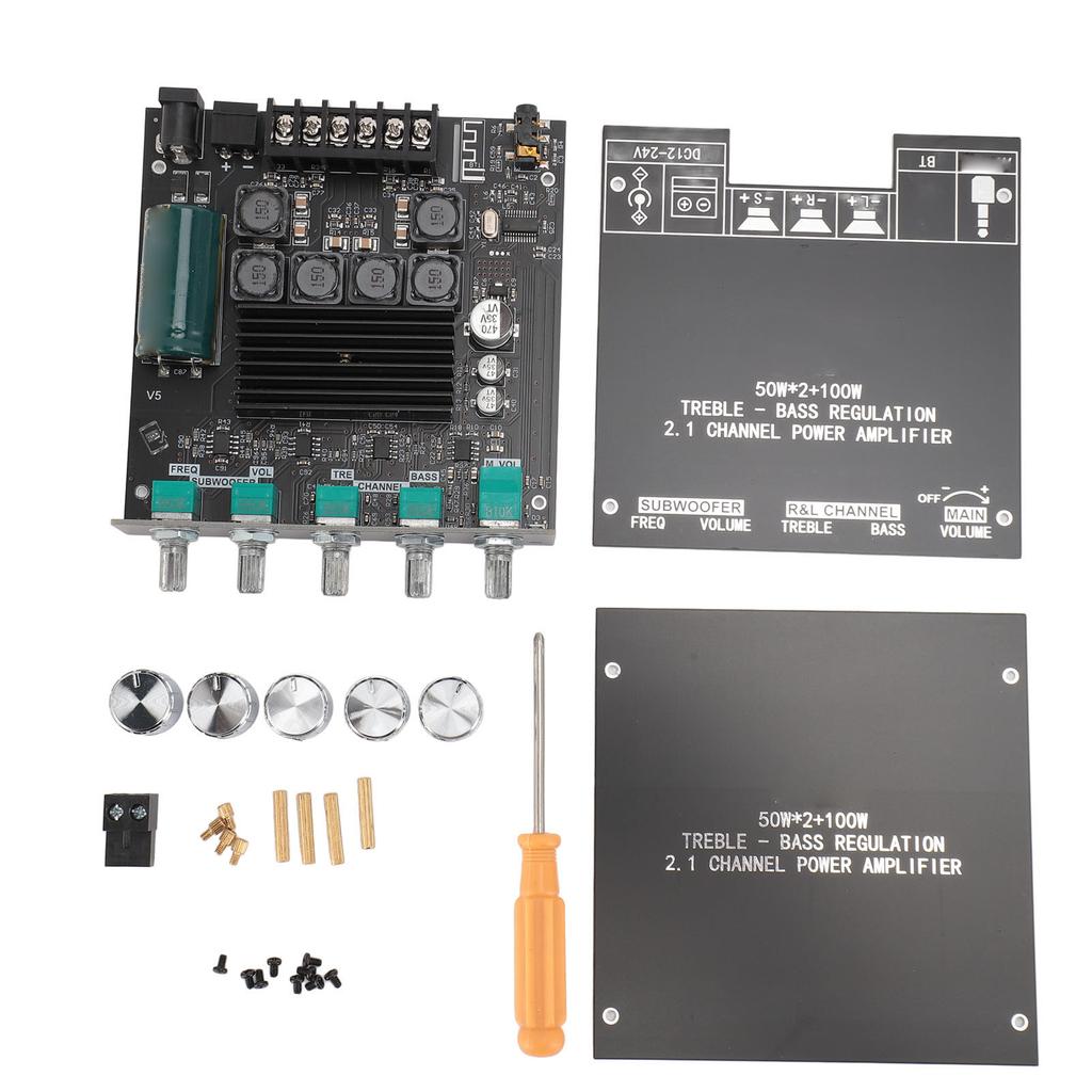 Bluetooth 5.0 Amplifier Board Professional 2.1 Channel 50Wx2 100W TPA3116D2 HiFi Amplifier Board with Bass Treble