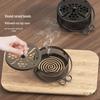 Portable Fireproof Retro Mosquito Coil Burner with Lid - Outdoor Anti-Scald Sandalwood Holder Tray