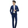 2 stk/sett herre Slim Fit draktsett jakkeslag Langermet enkeltknappsdrakt kåpe Langbuksesett i ensfarget forretningsantrekk