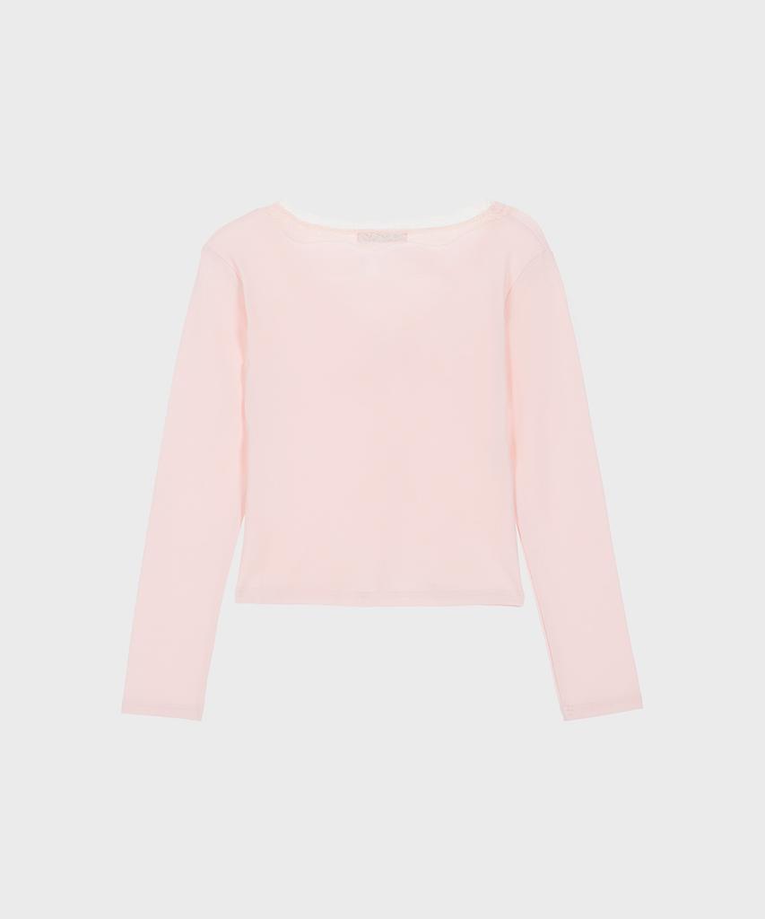 Alkialka Lace Trim Long Sleeve (Light Pink)