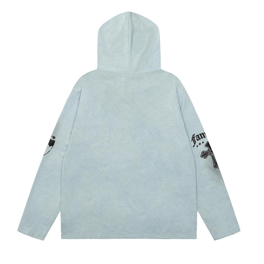 Women's 2026 Spring Retro Gothic Sheer Hooded Long Sleeve Cover-Up Shirt