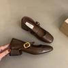 French Spring Mary Jane Shoes Korean Version Shallow Mouth Single Shoes Women's Evening Wind 2025 Small Leather Shoes Medium Thick Heel New Retro