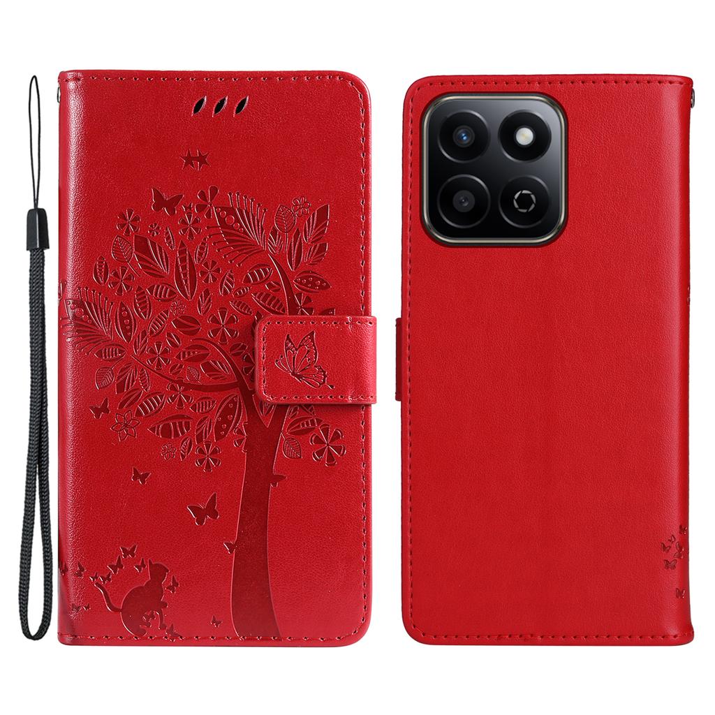 For Honor Play 60 Plus 5G/Play 9T/X7c 4G/200 Smart 5G Phone Case with Stand Cat Tree Pattern Leather Wallet Mobile Cover