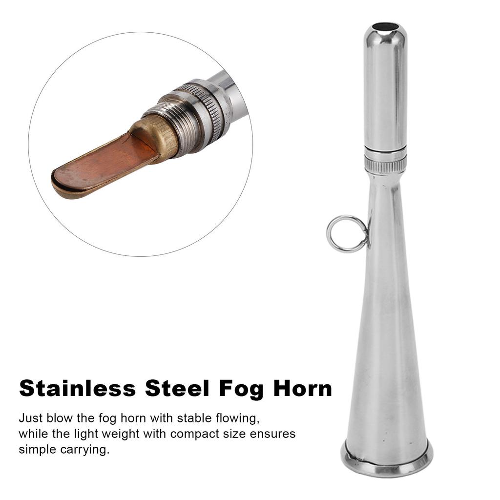 Handheld Foghorn Stainless Steel Fog Horn Removable Mouthpiece Accessory for Boat Parts