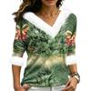 Women's Christmas V-Neck Top Elegant Cut for Party Date and Casual Wear