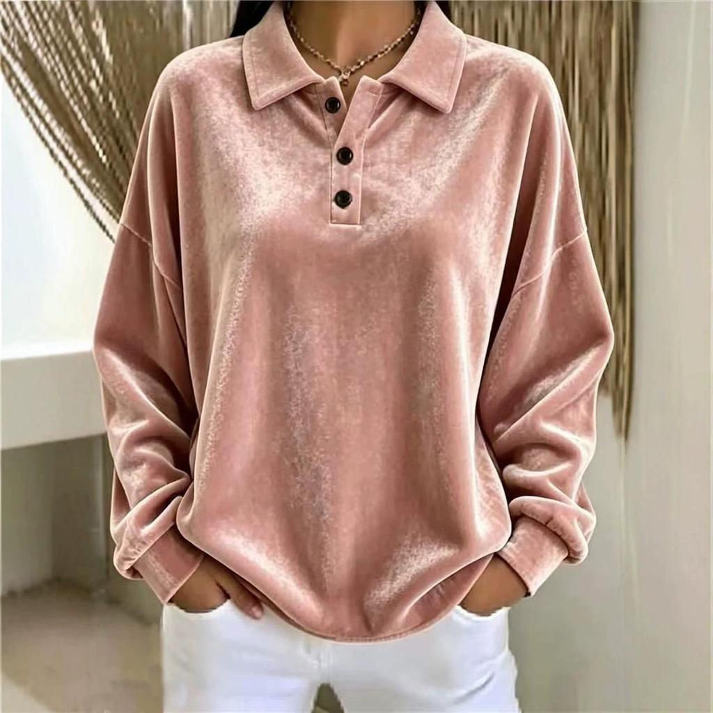 Dames Polo Kraag Lange Mouwen Casual Sweatshirt - Herfst/Winter 2026 Collectie