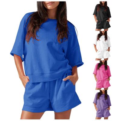 Women's Loose And Fashionable  Casual Short Sleeved Shorts Two-piece Set