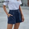 GMXIA Women's Casual Loose Elastic Waist Plus Size Shorts with Pockets Trousers