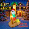 7.8FT LED Inflatable Xmas Yard Decor Beach Style Santa Claus Surfboard Palm Tree Christma Decoration Supplie Ornaments Toy Gifts