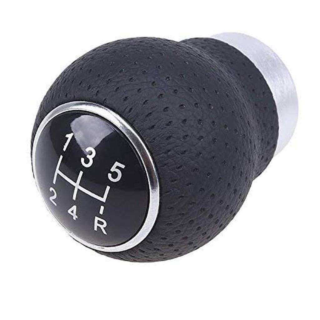 Szmsmy Universal Black Leather 5 Speed Car Manual Gear Stick Shifter Shift Knob Lever