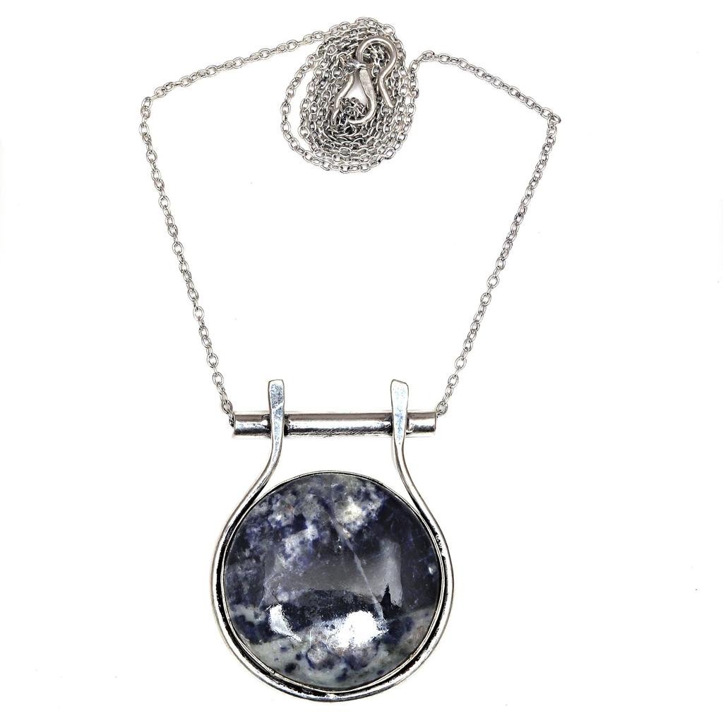 Anhänger Sodalith Silber Edelstein Schmuck Handarbeit vergoldet Sterling Natur