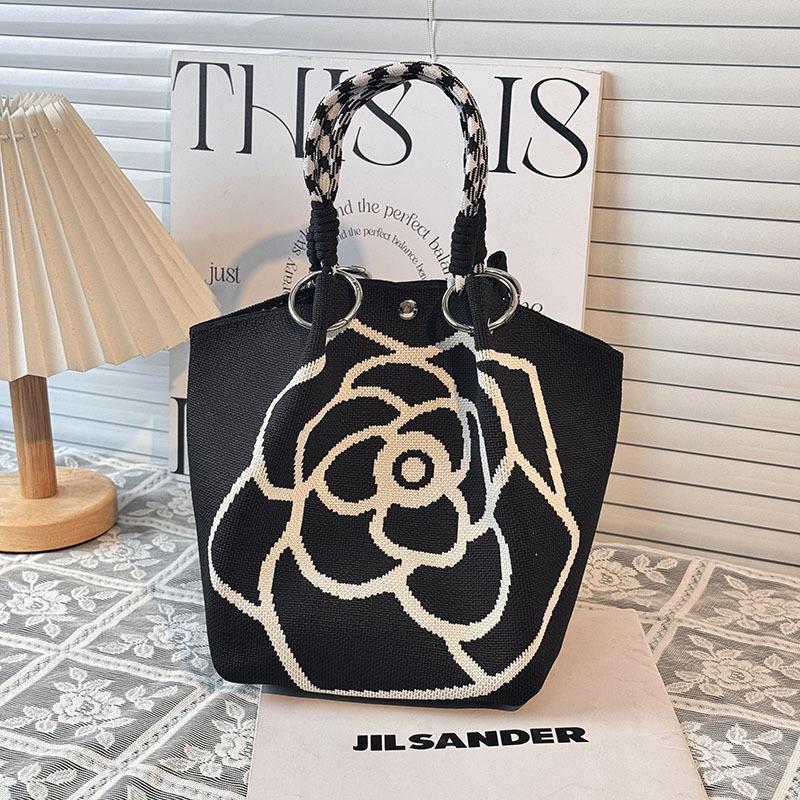 Market general knitted ring buckle bag portable work out large capacity handbag commuting small square bag storage bag